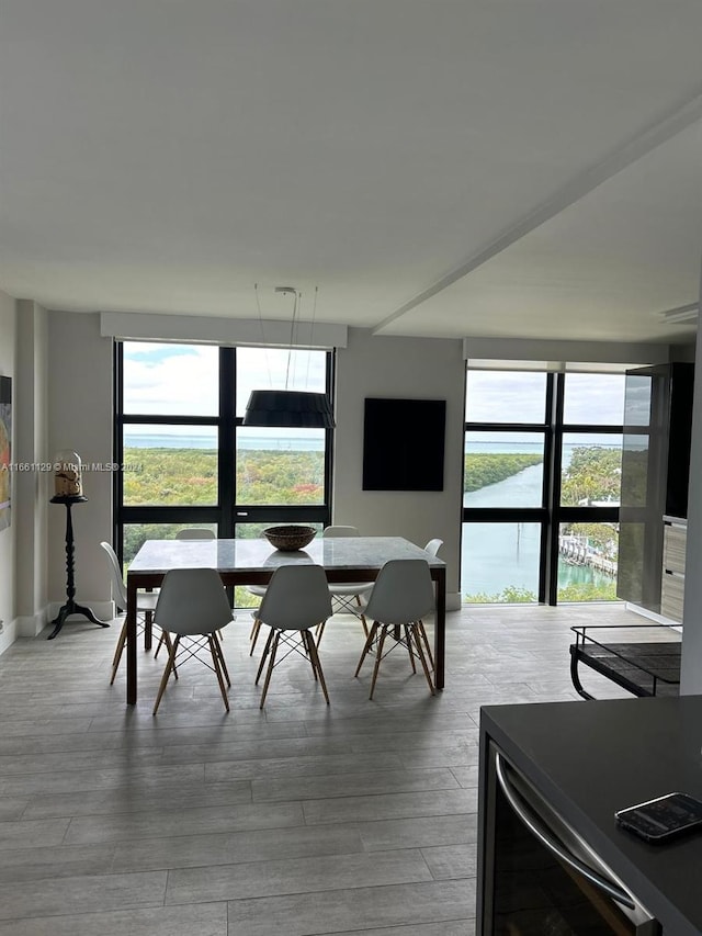 dining area with light hardwood / wood-style flooring