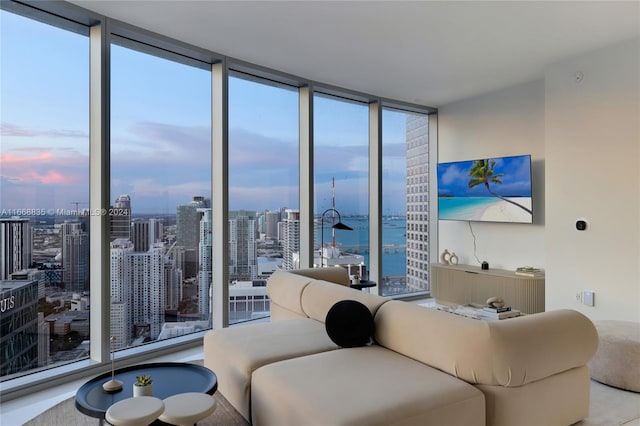 living room with floor to ceiling windows and plenty of natural light