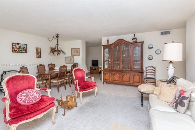 living room featuring light tile patterned flooring