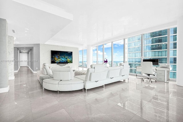 living room featuring expansive windows