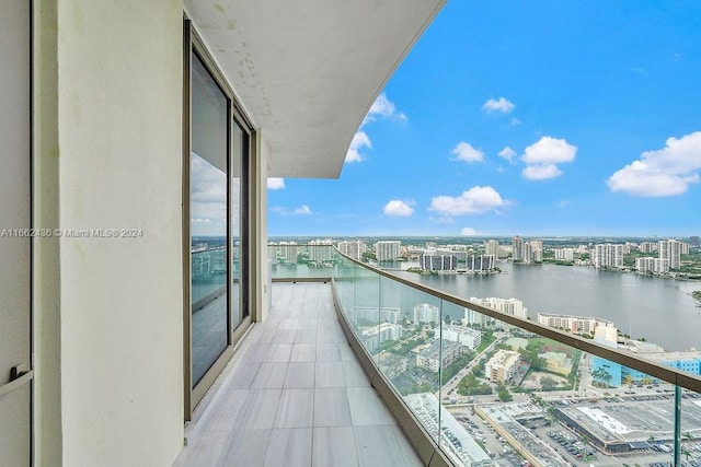 balcony with a water view