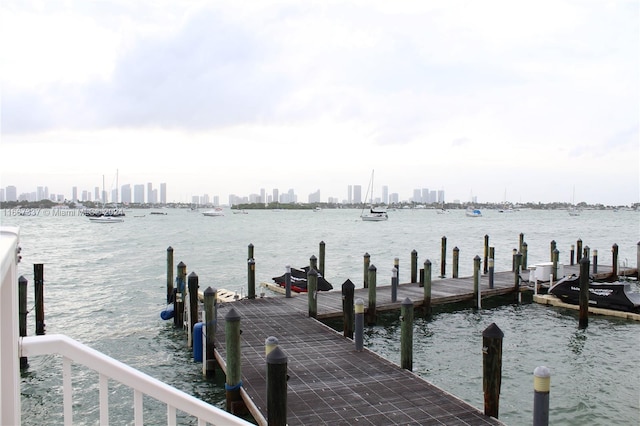 view of dock featuring a water view