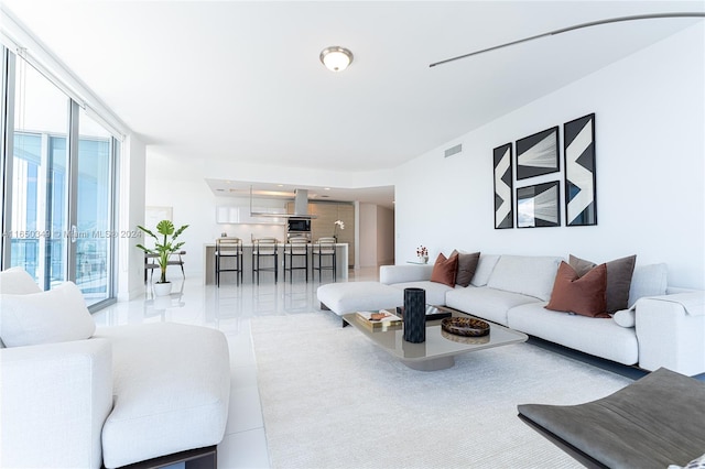 view of tiled living room