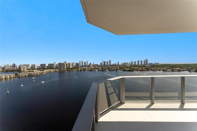 balcony with a water view