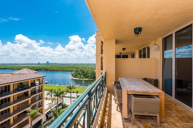 balcony with a water view