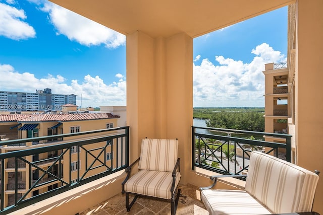 balcony with a water view