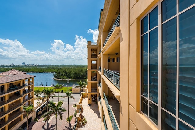 balcony with a water view