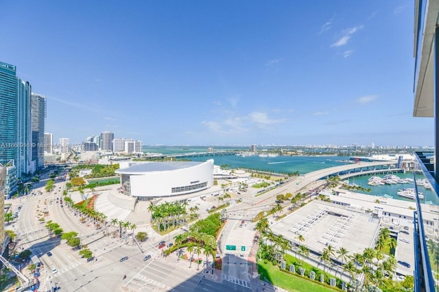 property view of water with a view of city