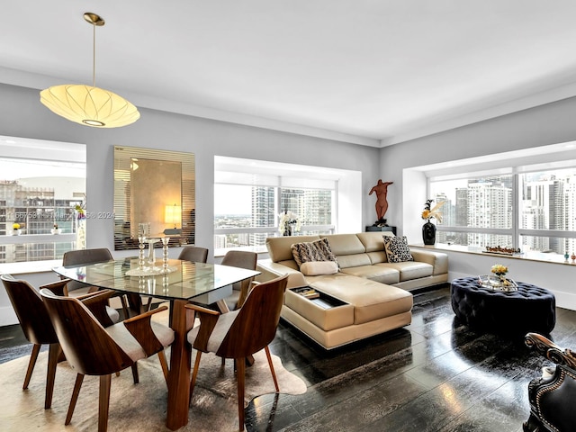 living room with dark wood-type flooring