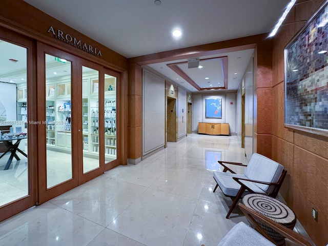 hallway featuring french doors