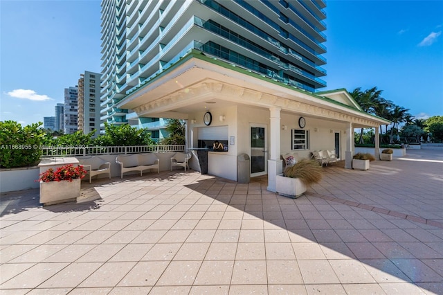 view of patio featuring exterior kitchen