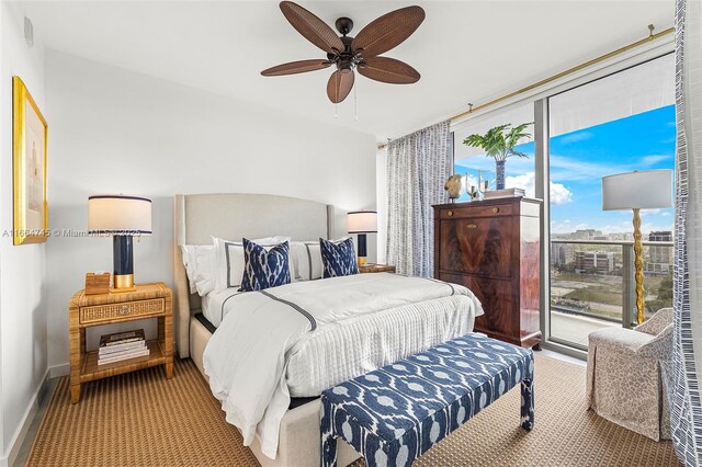 488 NE 18th St Unit 2301, Miami, FL 33132 - bedroom featuring carpet flooring, access to outside, and ceiling fan