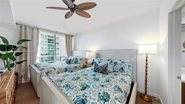 bedroom featuring ceiling fan