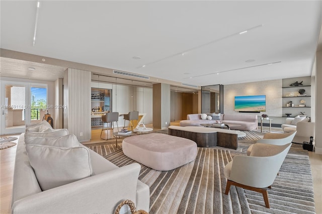 living room with hardwood / wood-style floors