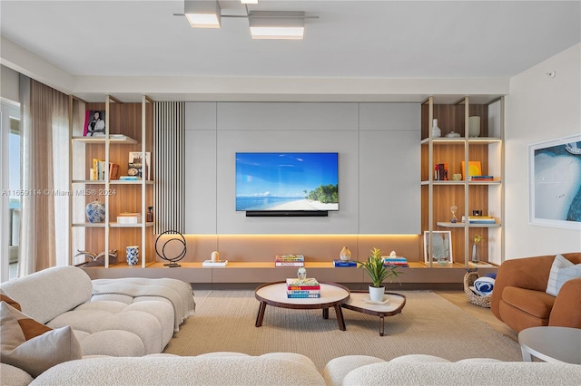 living room with light wood-type flooring