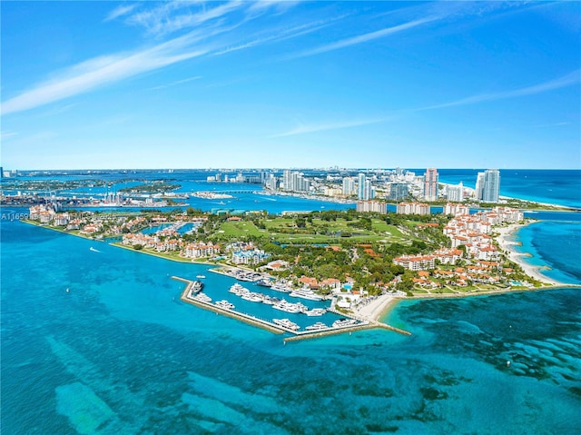 bird's eye view featuring a water view