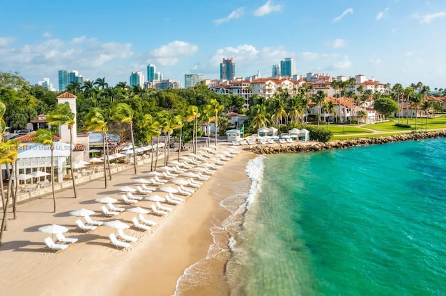 water view featuring a beach view