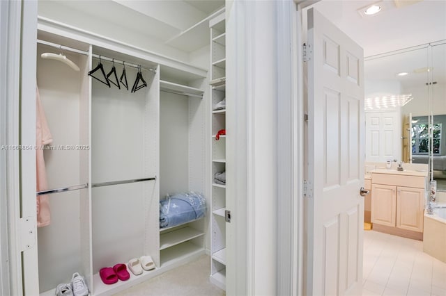 walk in closet featuring sink