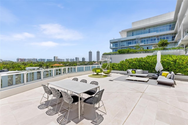 view of patio / terrace with a water view