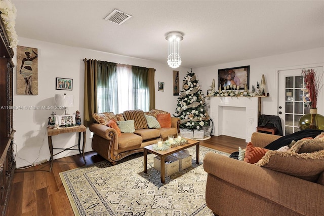 living room featuring hardwood / wood-style floors