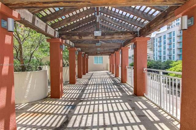 exterior space with a pergola