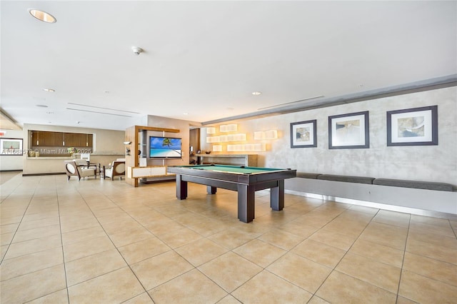 recreation room featuring pool table and light tile patterned flooring