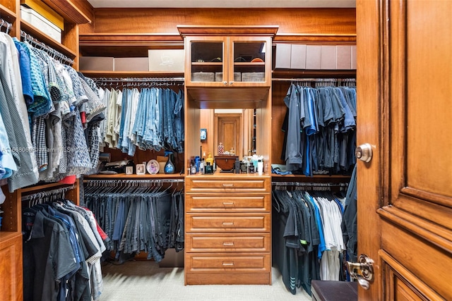 spacious closet featuring carpet flooring