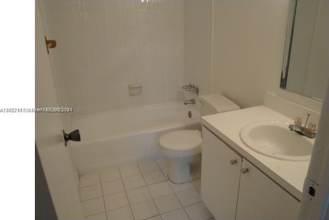 full bathroom with vanity, tile patterned flooring, toilet, and shower / bathtub combination