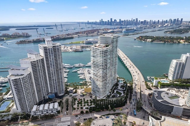 450 Alton Rd Unit Ph2, Miami Beach, FL 33139 - aerial view of a view of skyline, a nearby body of water, a notable bridge, and a marina