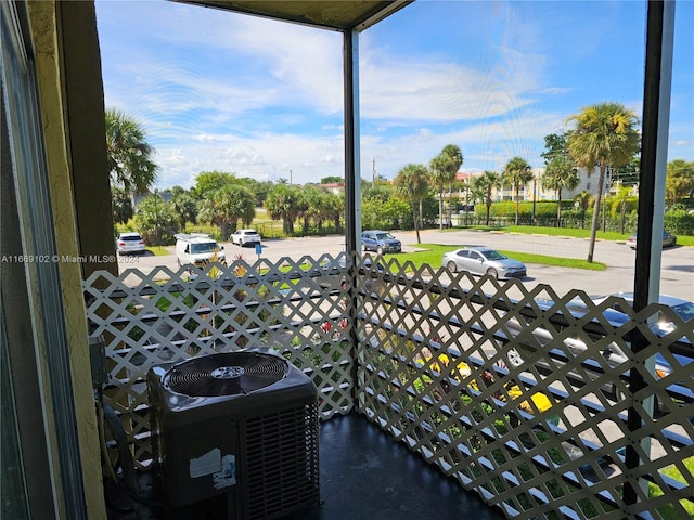 balcony featuring central AC