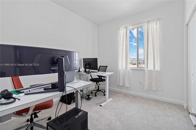 view of carpeted office space