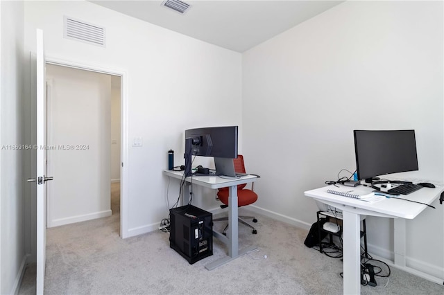 office with light colored carpet