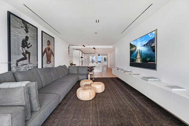 living room with hardwood / wood-style flooring