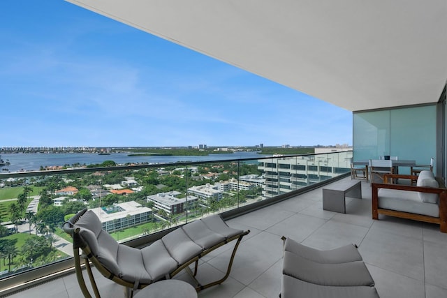 balcony with a water view