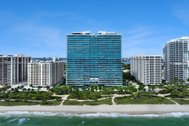 view of building exterior with a water view