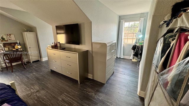 interior space with dark hardwood / wood-style floors