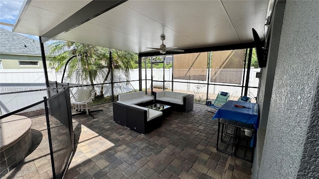 view of patio / terrace featuring outdoor lounge area and ceiling fan