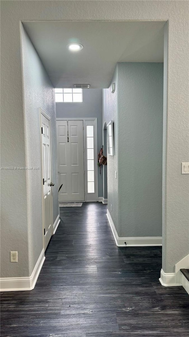 entrance foyer featuring dark wood-type flooring