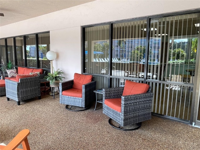 view of patio with an outdoor hangout area and visible vents