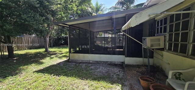 view of yard with a sunroom