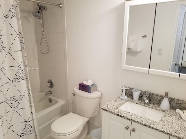 full bathroom featuring vanity, toilet, and shower / bath combo