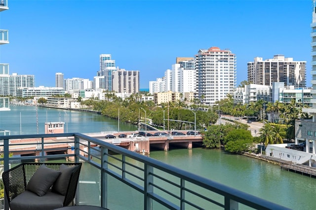 balcony with a water view