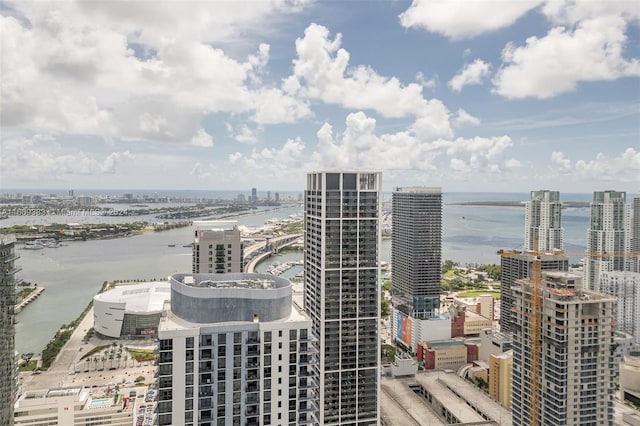 view of city with a water view