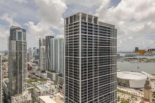 property's view of city with a water view