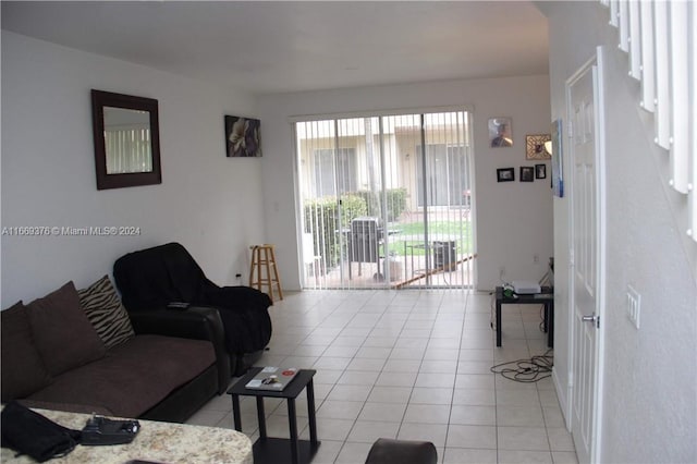 view of tiled living room