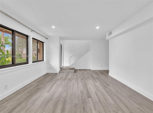 unfurnished living room featuring light hardwood / wood-style floors