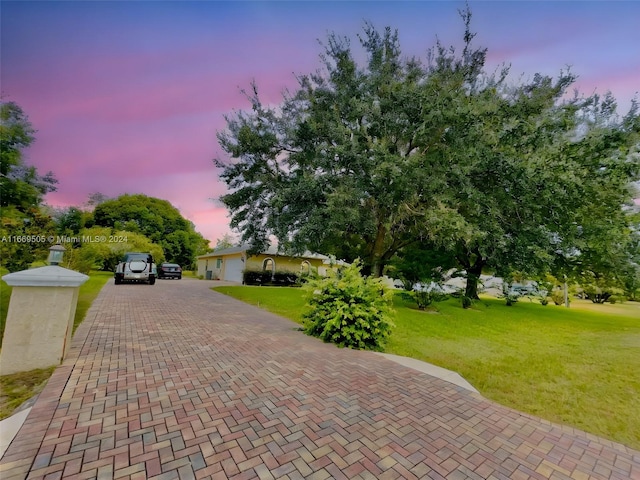 view of front facade with a lawn