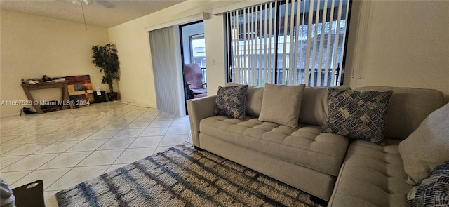 view of tiled living room