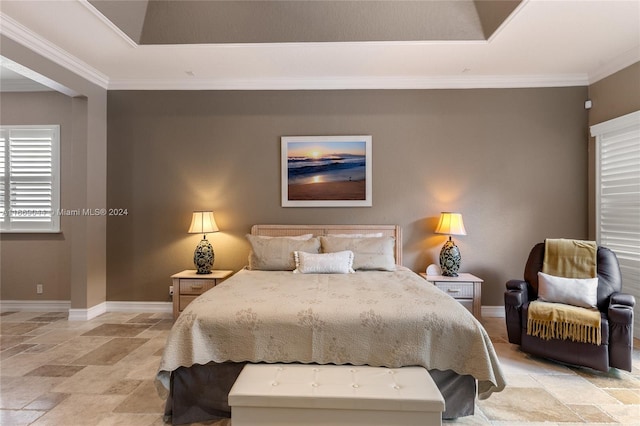 bedroom featuring ornamental molding