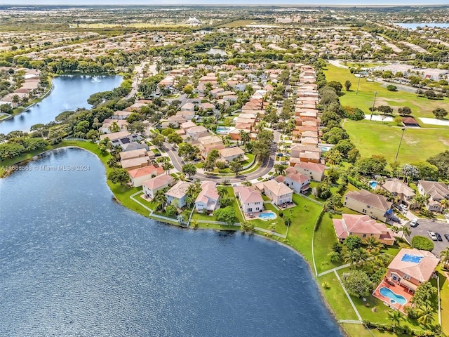 bird's eye view featuring a water view